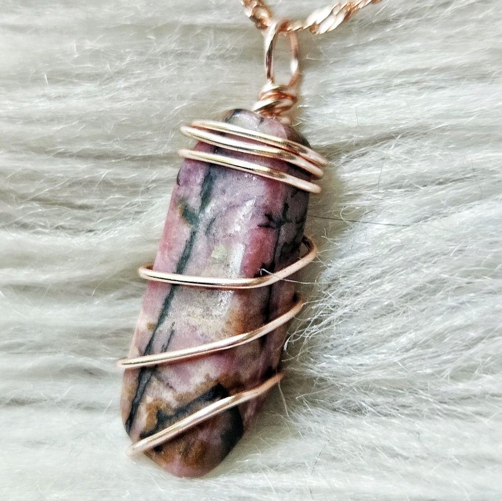 Handcrafted Rhodonite Necklace - Picture 3 of 5